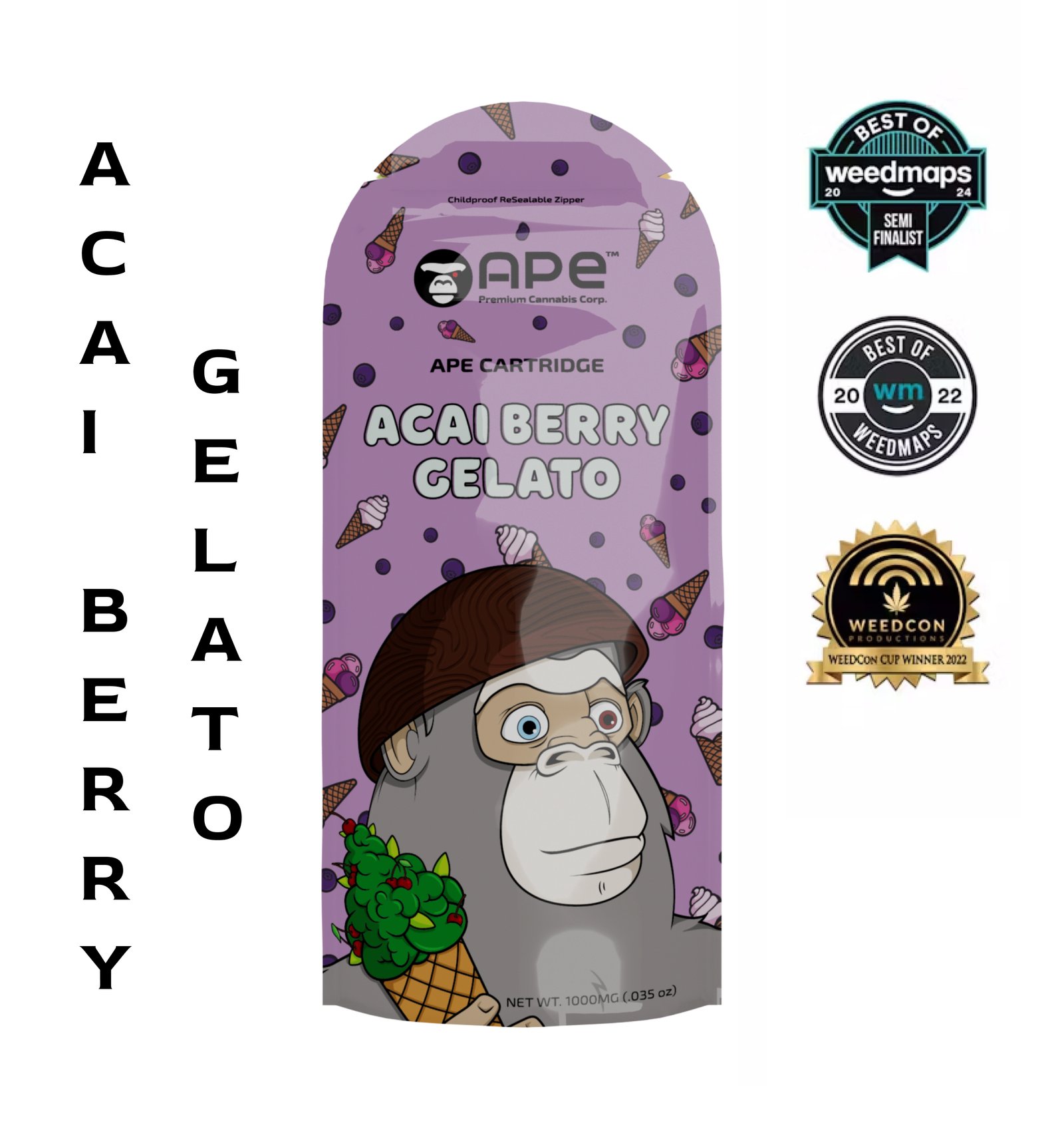 Acai Berry Gelato – 1g Live Resin Cartridge _ APE Acai Berry Gelato