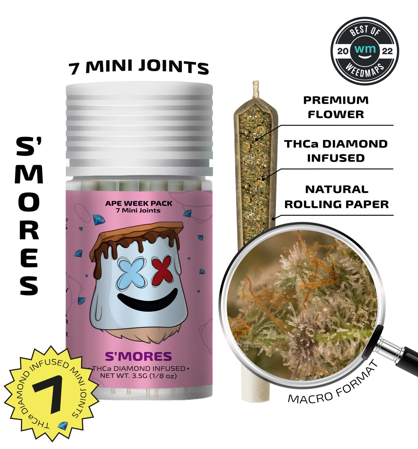 S’mores 7 Diamond Infused Mini Joints _ APE S’mores 7 Diamond Infused Mini Joints _ APE