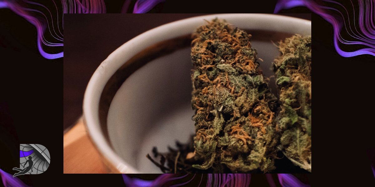Close-up of dried cannabis buds in a white ceramic bowl.