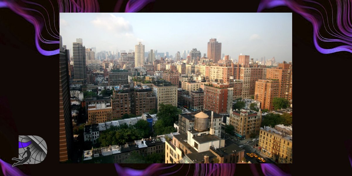 Panoramic cityscape view of the Upper West Side skyline in New York City