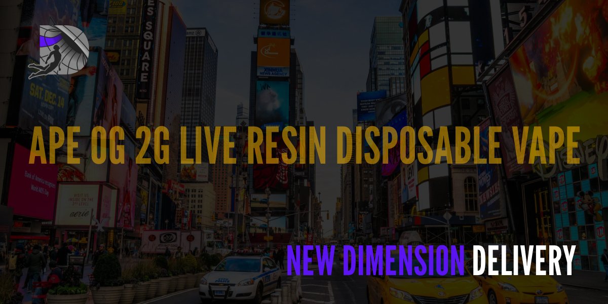 Ape OG 2g Live Resin Disposable Vape packaging against a golden abstract neon background