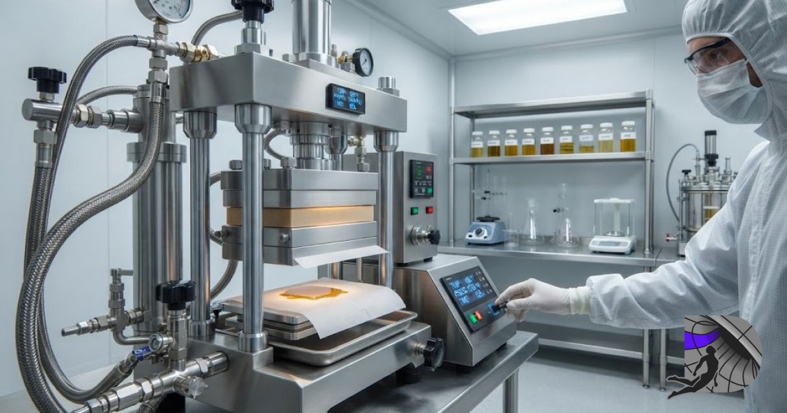 Modern clean-room extraction laboratory with precision stainless steel pressing equipment