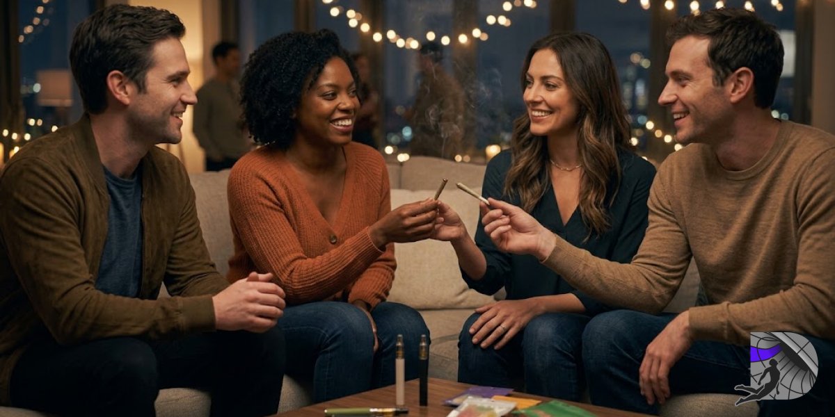 Friends enjoying pre-rolled joints at a party in Brooklyn