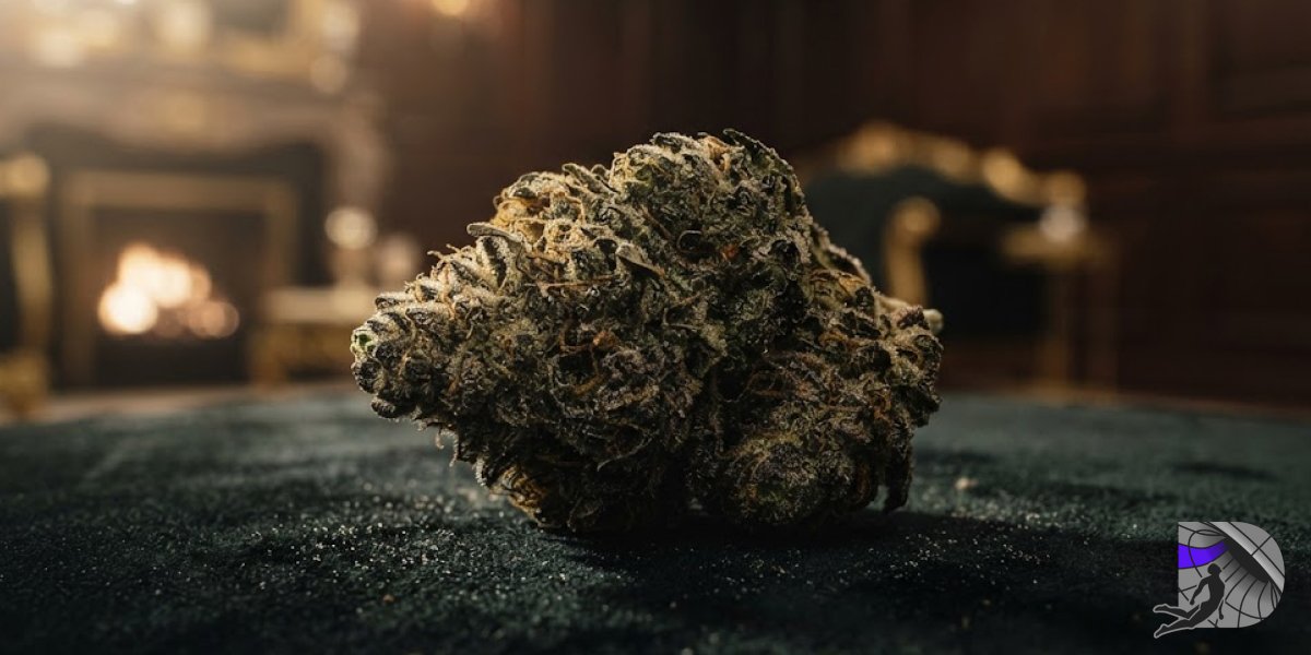 Macro shot of a high-quality cannabis flower bud on velvet