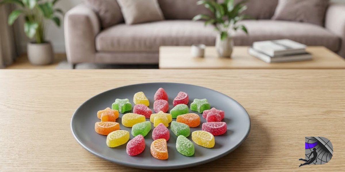 Precisely dosed recreational cannabis gummies on a stylish plate